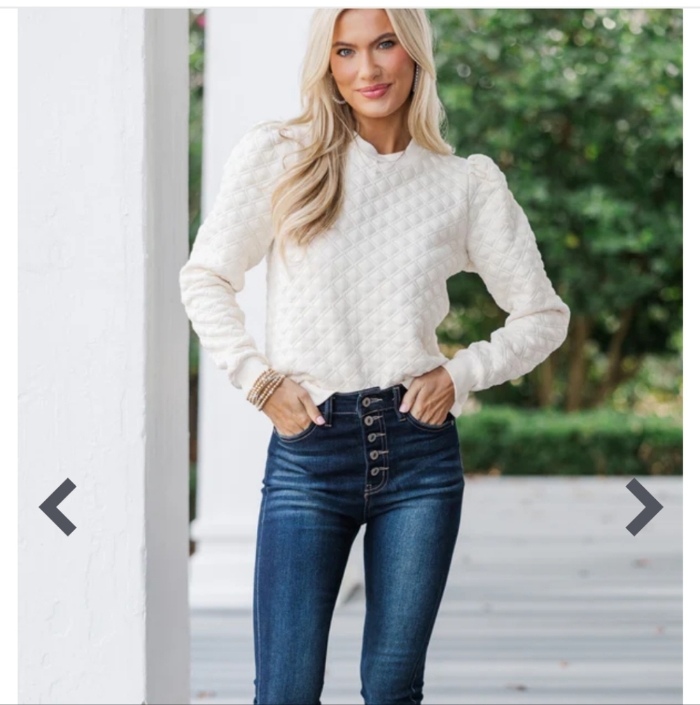 Cream Quilted Pullover